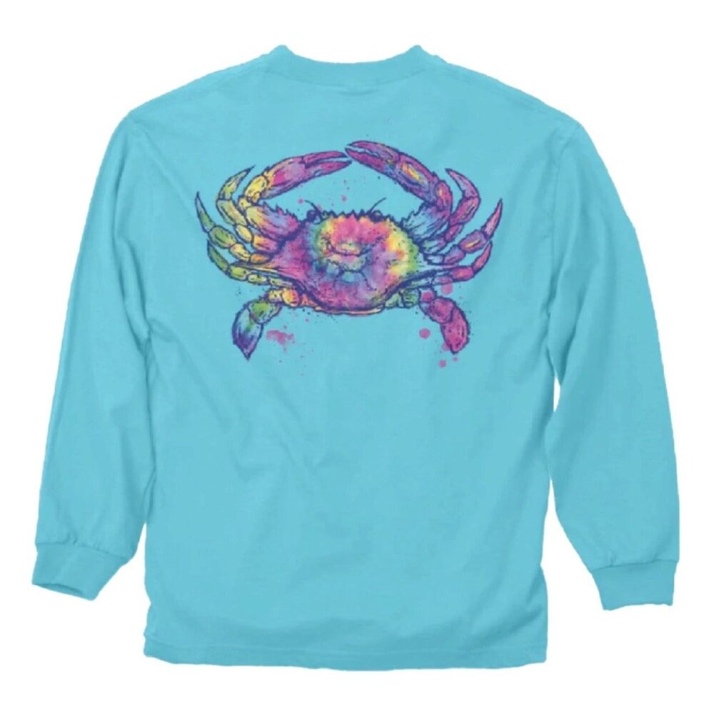 Crab Tie Dye Long Sleeve T-Shirt Sweatshirt - NEW Fast Ship